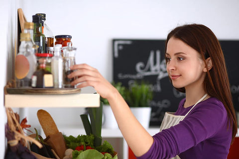 AUAM kitchen counter setup demonstrates easy reach and organized canisters