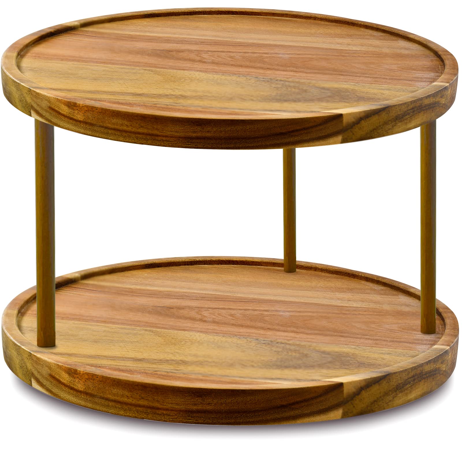 AUAM 14-inch two-tier lazy susan top view for organized spices and condiments