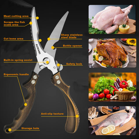 AUDAMI ergonomic handles designed for comfort during extended prep