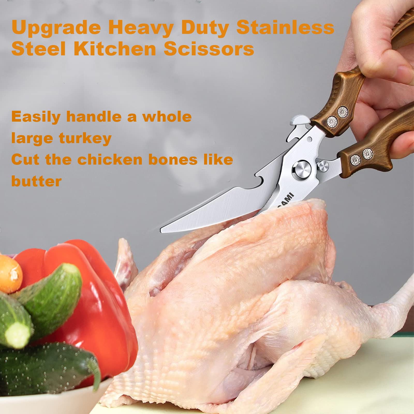 AUDAMI kitchen shears stainless steel blades resist rust and stay sharp