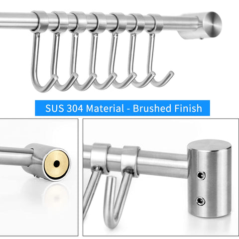 Audmore 15.6-inch rack with seven sliding hooks shows flexible utensil placement.