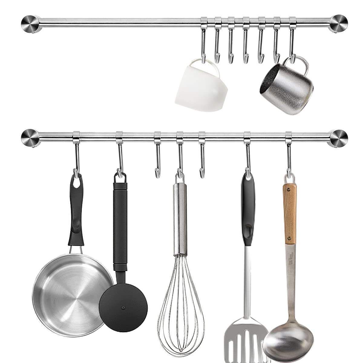 Audmore kitchen utensil rack 2-pack wall mounted keeps tools within reach during cooking.