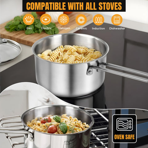 Aufranc oven-safe saucepan tolerates up to 480°F for finishing dishes