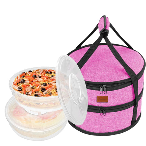 Aufind pie carrier rose red with secure lid for safe transport.