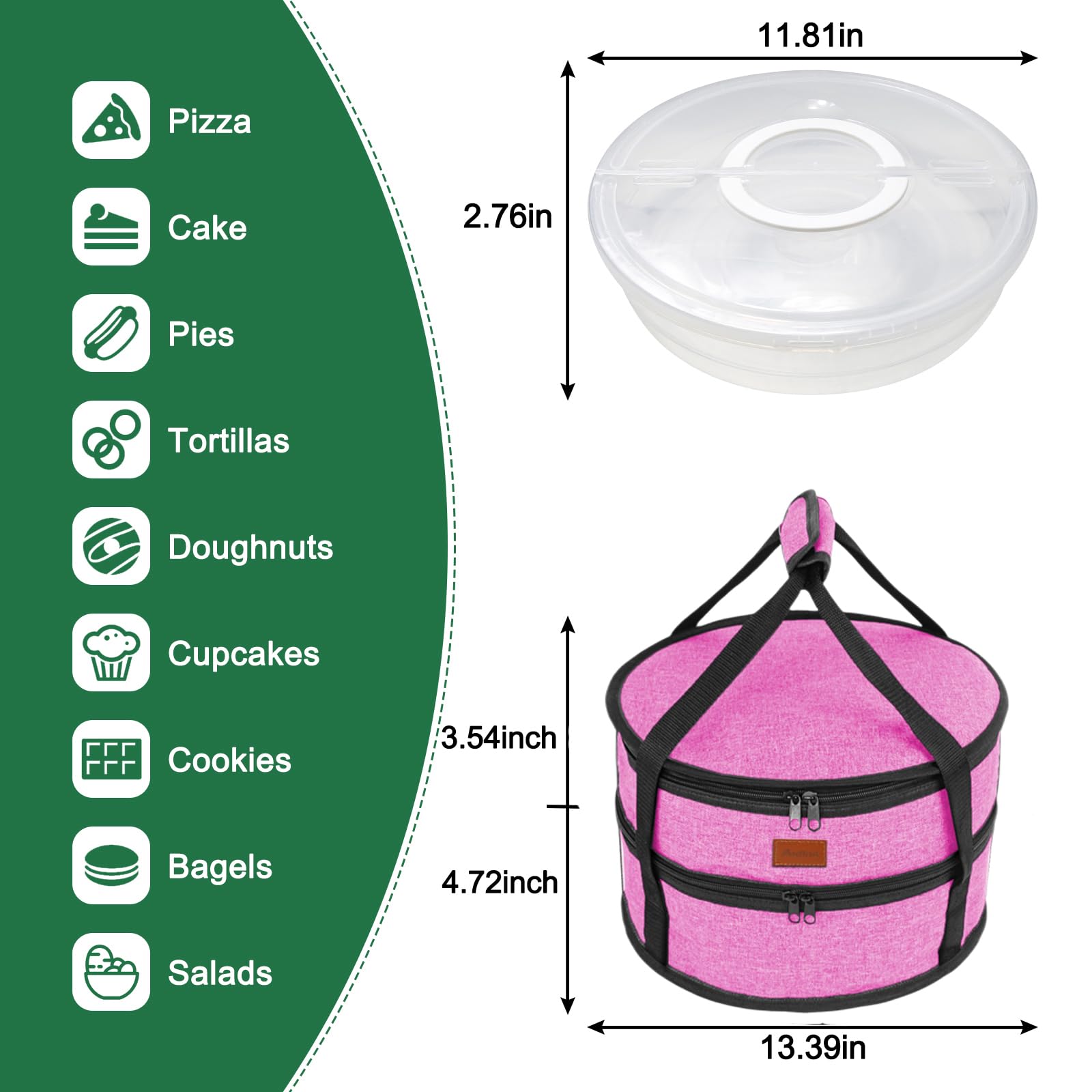 Aufind pie carrier rose red compact design for fridge storage.