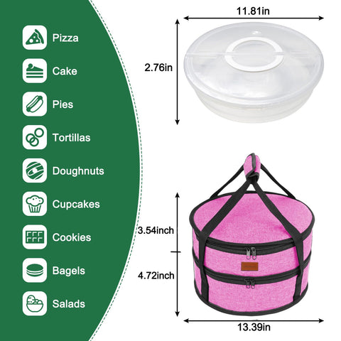 Aufind pie carrier rose red compact design for fridge storage.