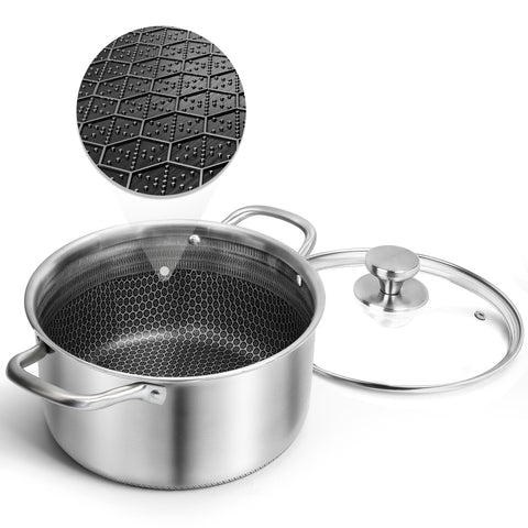 Aufranc AuFranc hybrid nonstick stockpot with glass lid for quick, even heating.