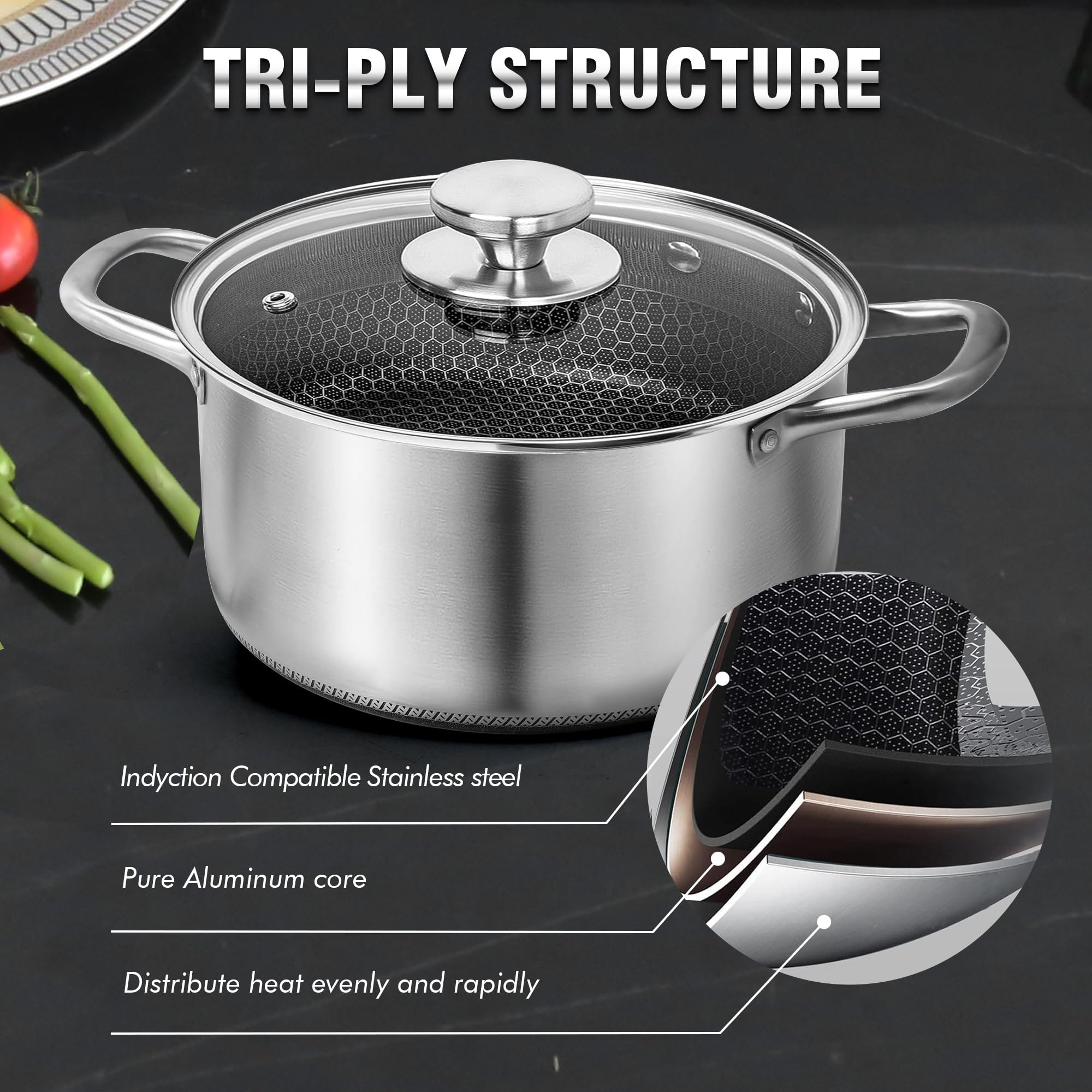 Aufranc mirror-polished exterior adds elegant style to cookware.
