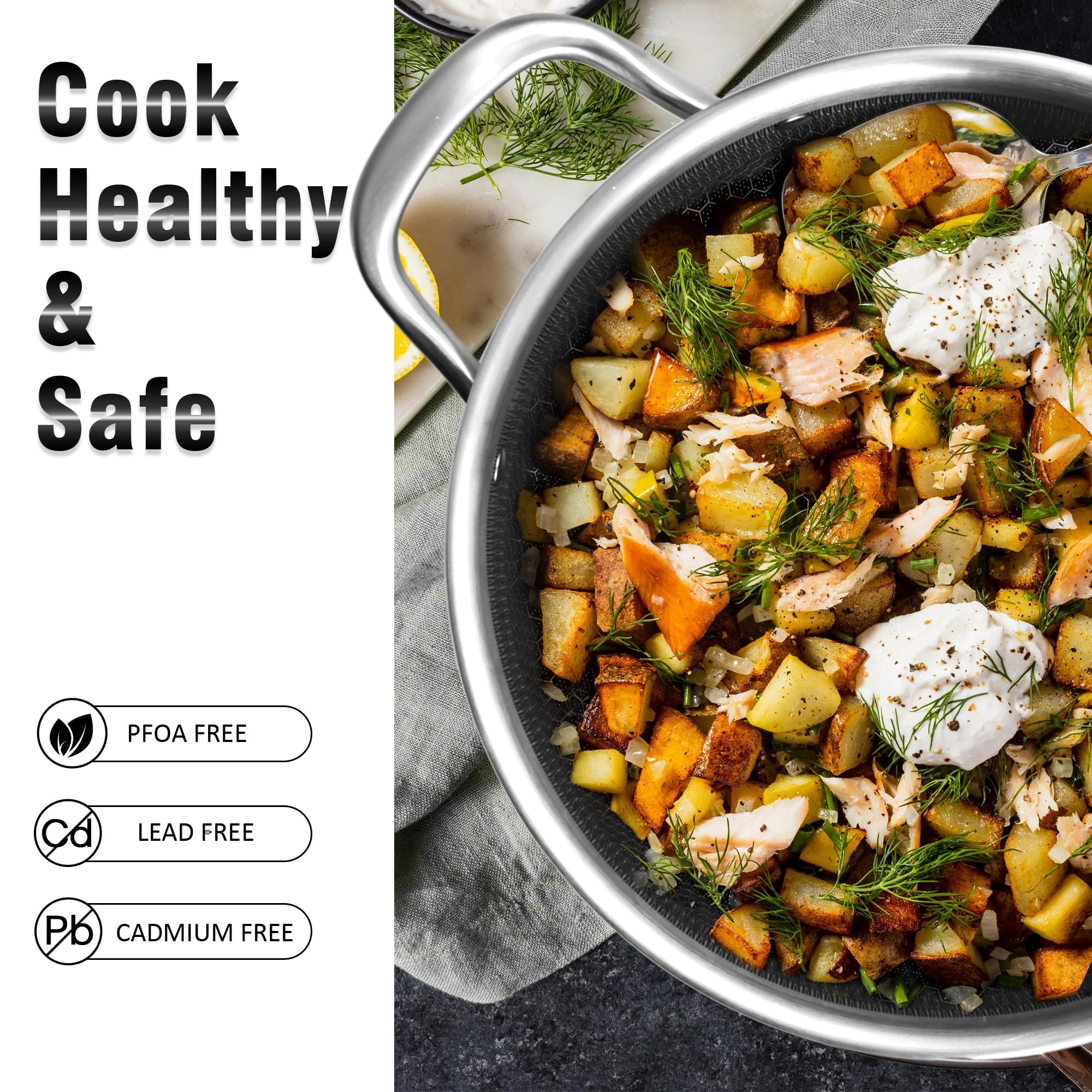 Aufranc stainless steel 6qt stockpot with durable oven-safe design.