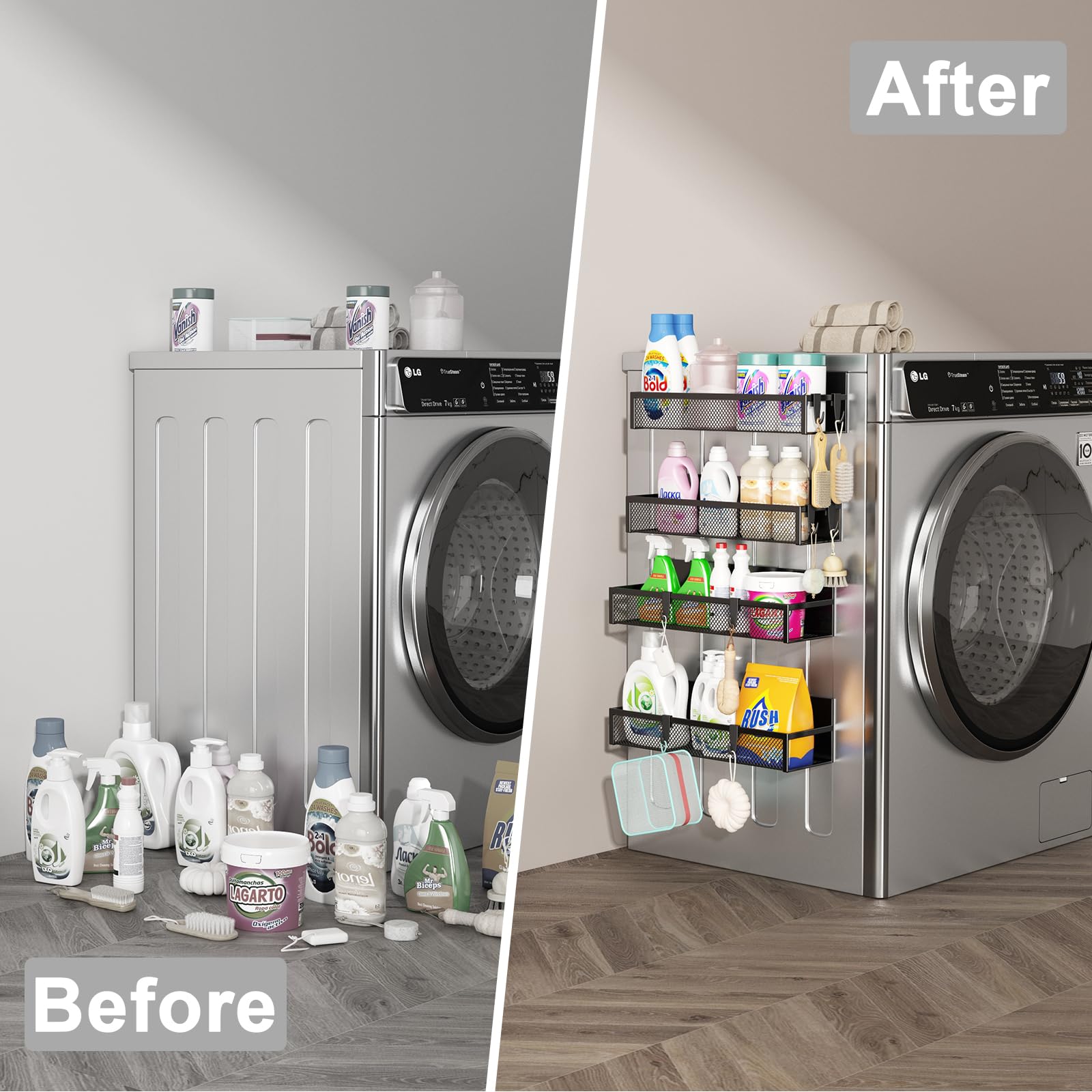 Aufworld 8-hook rack used for towels and utensils.