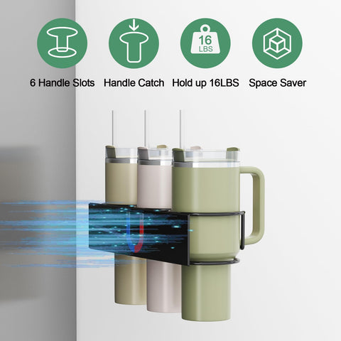 Aufworld magnetic cup holder on fridge holds a 30 oz Stanley tumbler securely.
