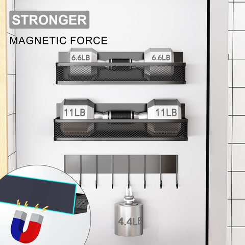 Aufworld magnetic rack on fridge edge demonstrates strong magnet hold.