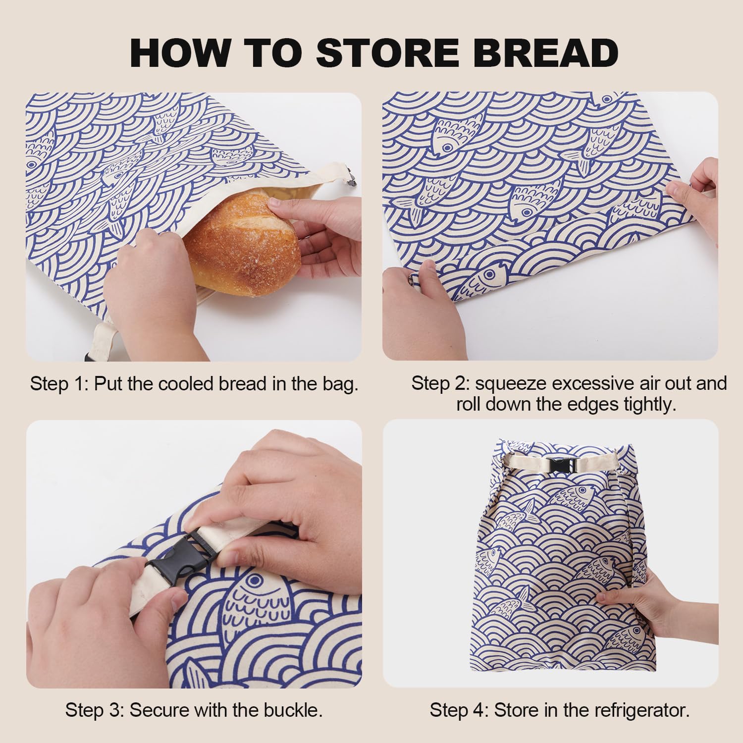 Augine beeswax bread bag easy-clean rinse with cool water.