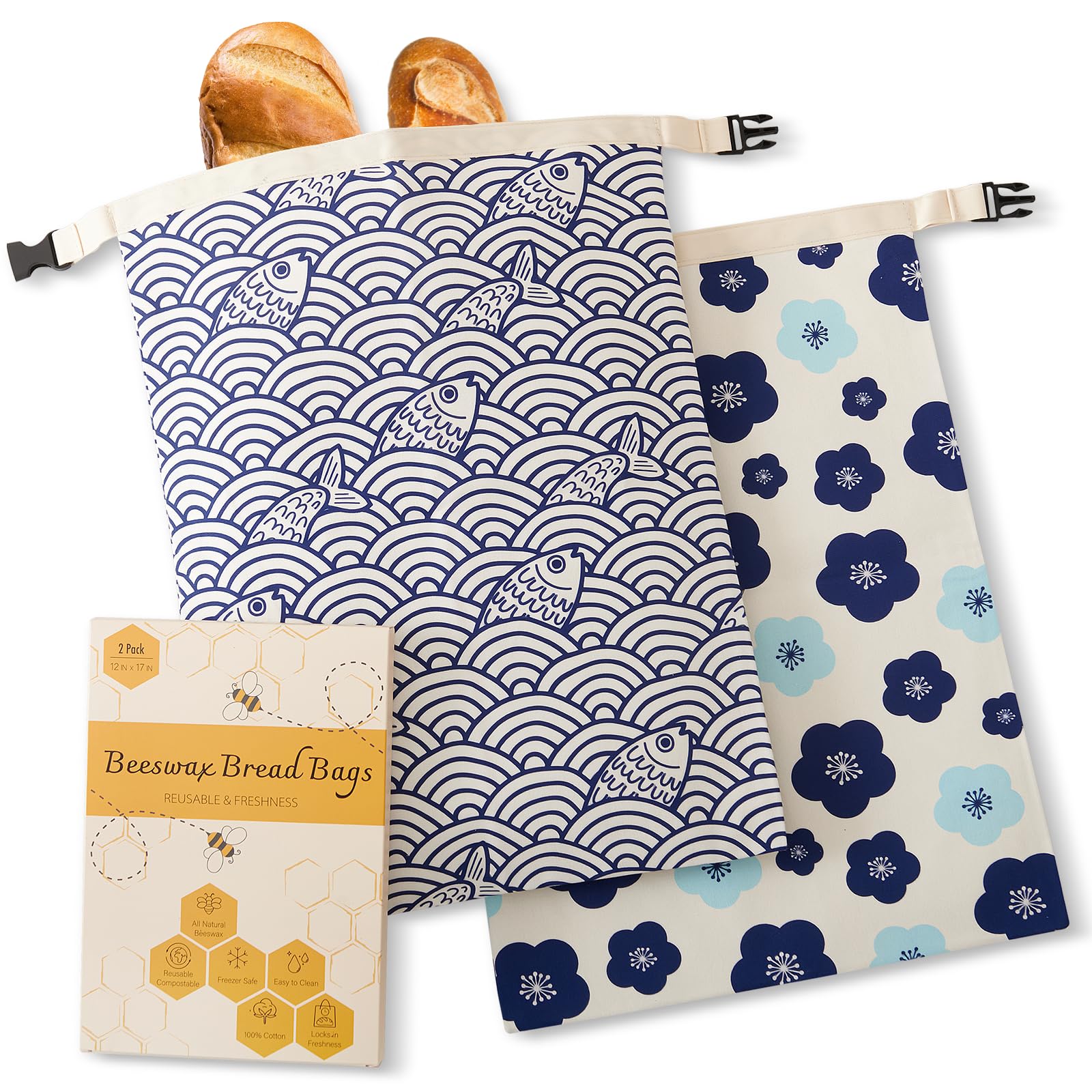 Augine beeswax bread bag linen large keeps sourdough fresh with breathable fabric.