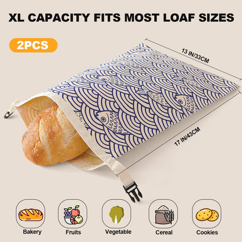 Augine beeswax bread bag roll-clip seals to protect bread from air.