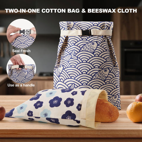 Augine beeswax bread bag spacious loaves fits large loaves.