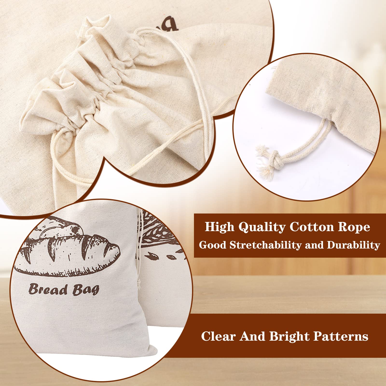 Augshy natural linen bread bags sized 17-5x11-5 inches for round loaves