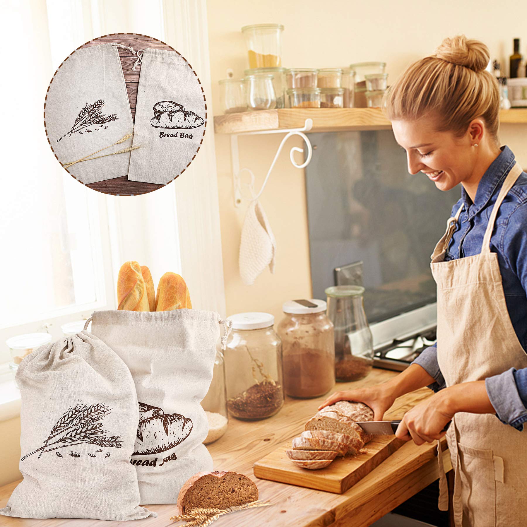 Augshy reusable bread bags for homemade loaves and snacks