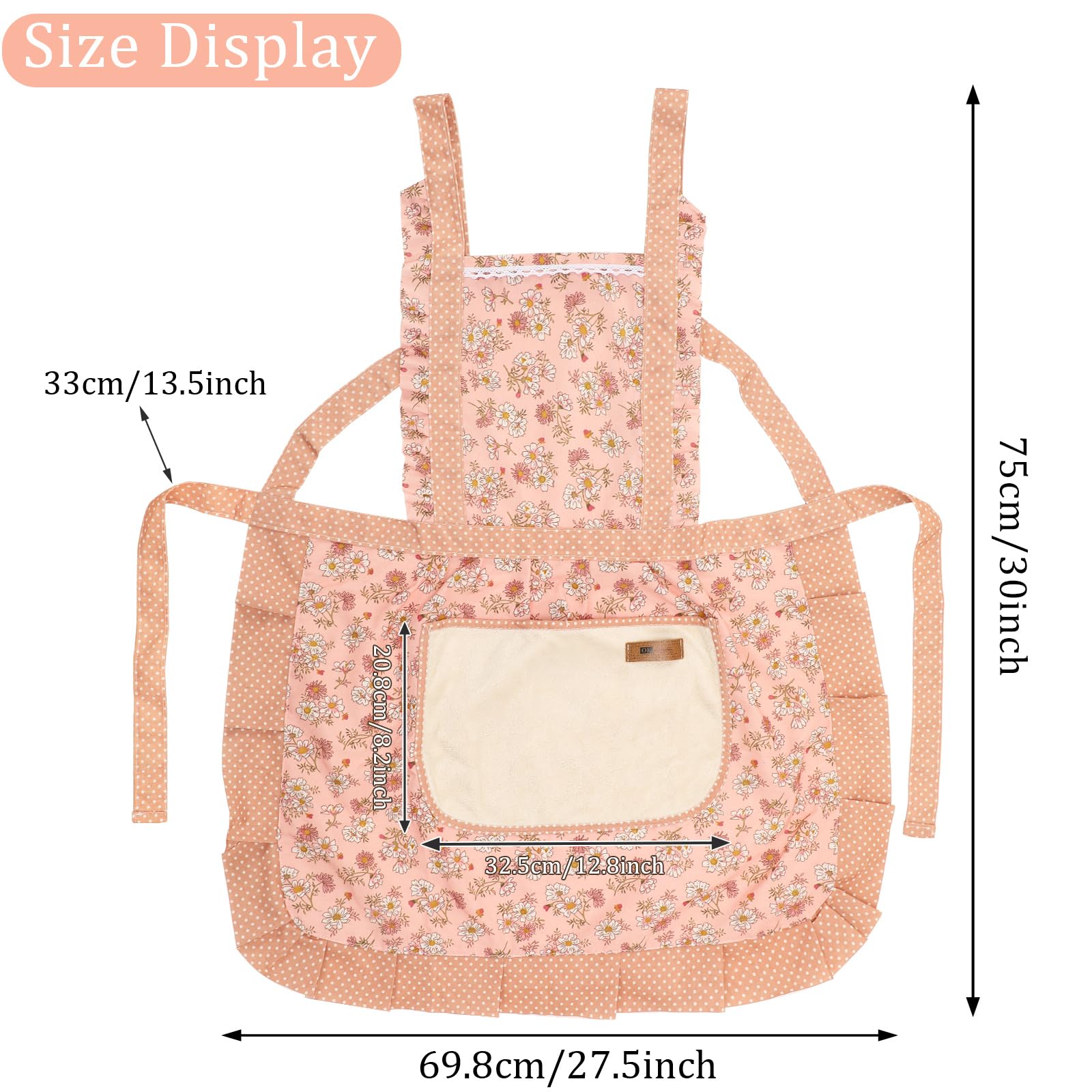 AUGSUN floral blue apron with large pockets for easy storage.