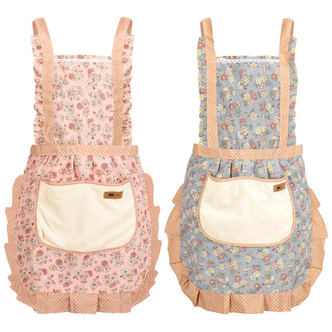 AUGSUN floral pink apron with large pockets for easy storage.