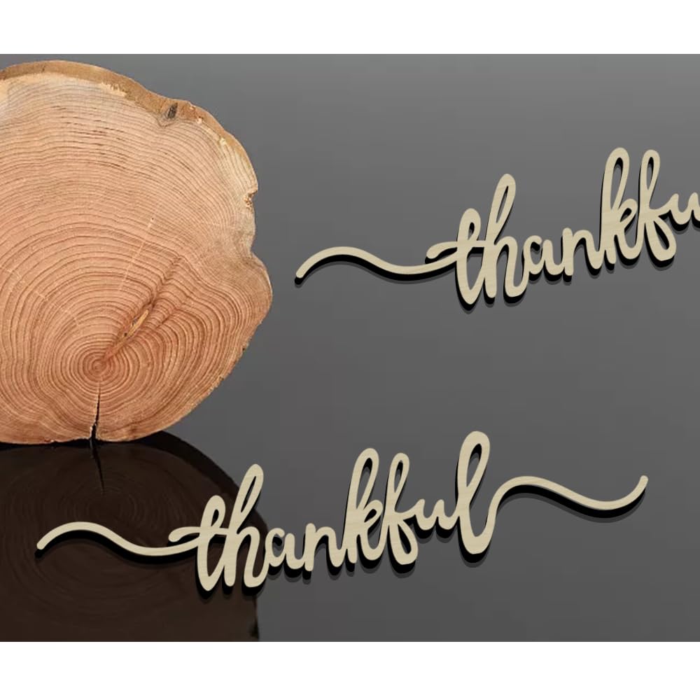Aukolass 8-piece thankful wood signs arranged for coordinated place settings