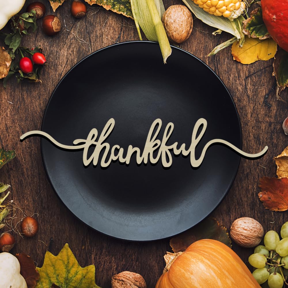 Aukolass Thanksgiving cutout wood table card with warm design for elegant table planning