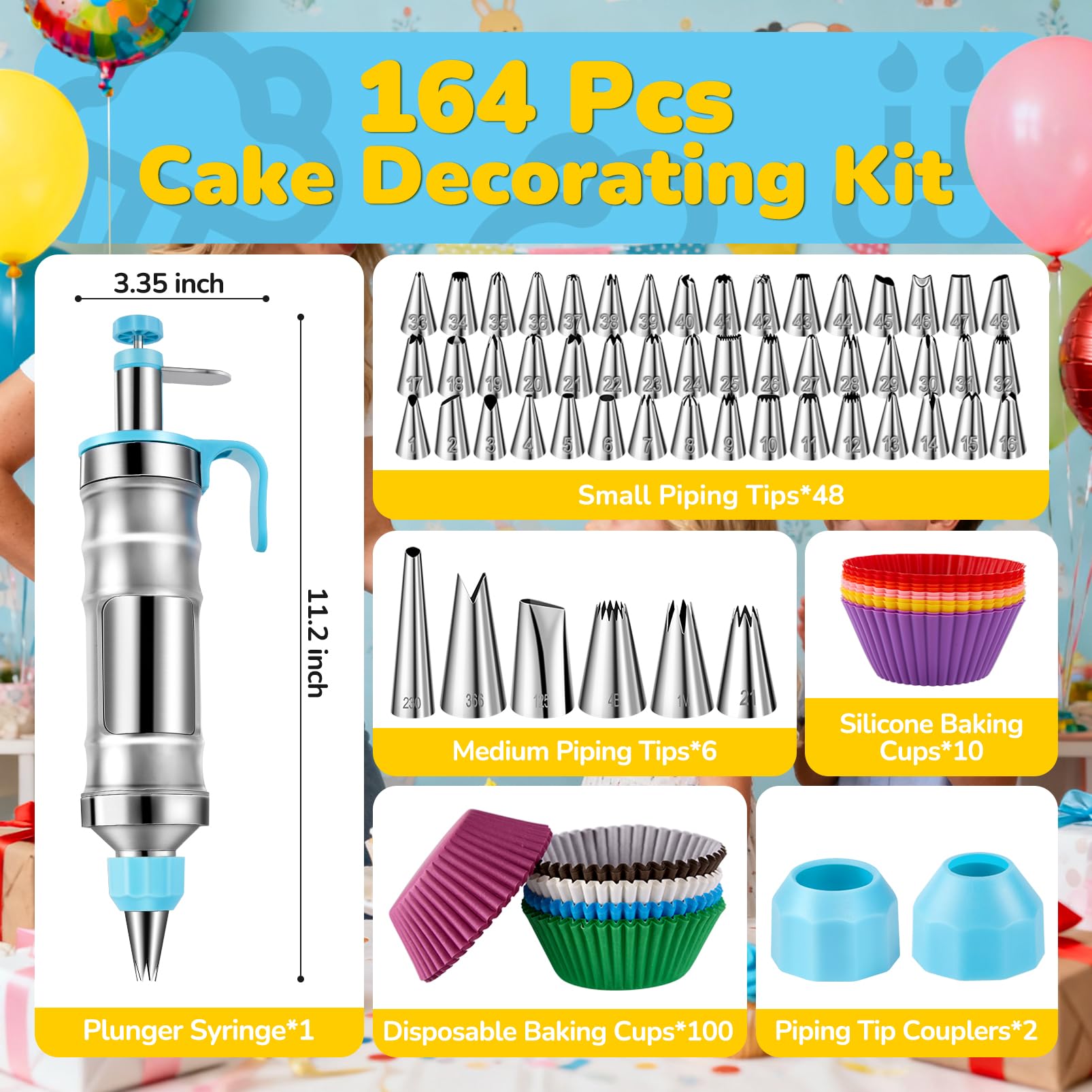 AUKOW cake decorating kit 48 small tips for delicate details