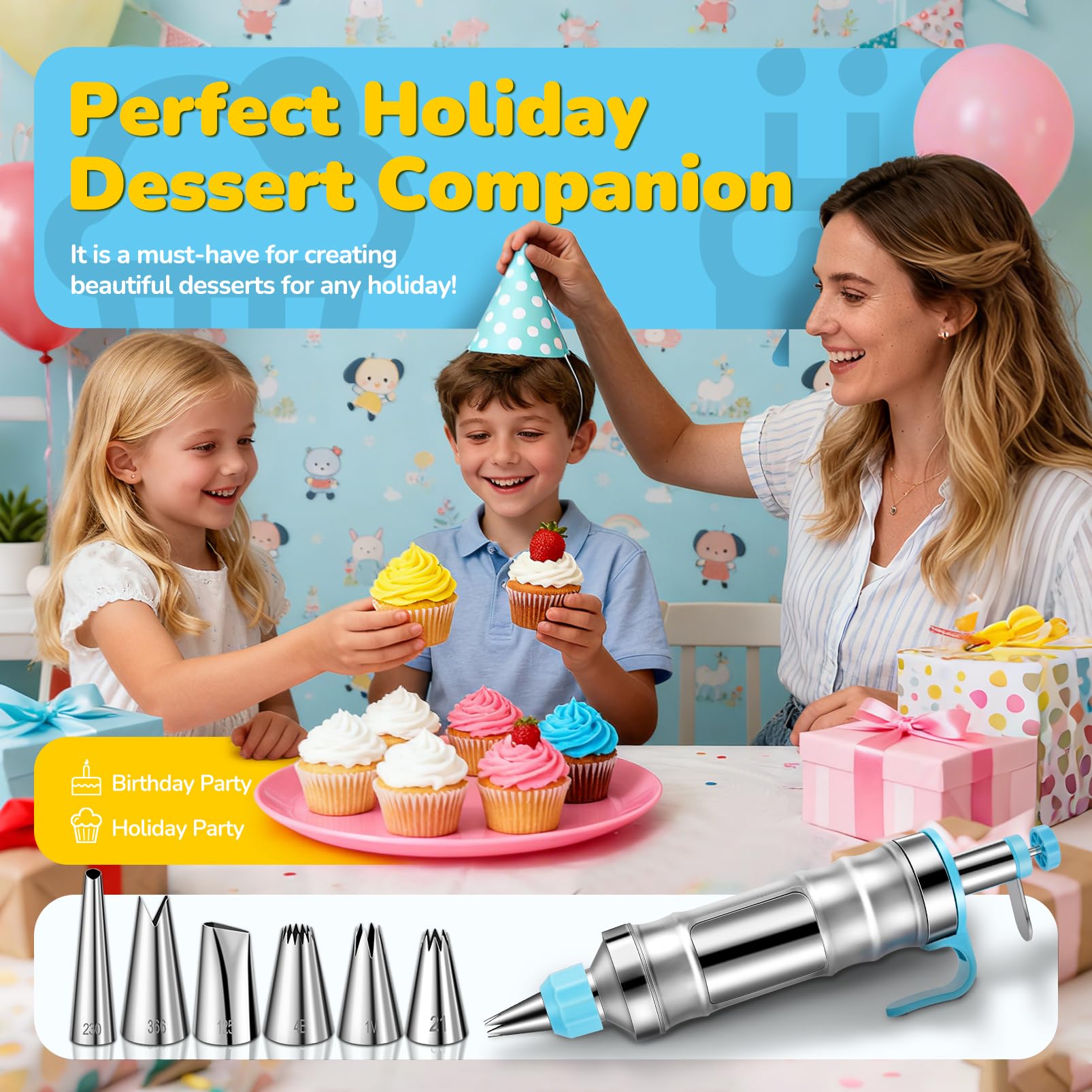 AUKOW cake decorating kit dishwasher-safe components for quick cleanup