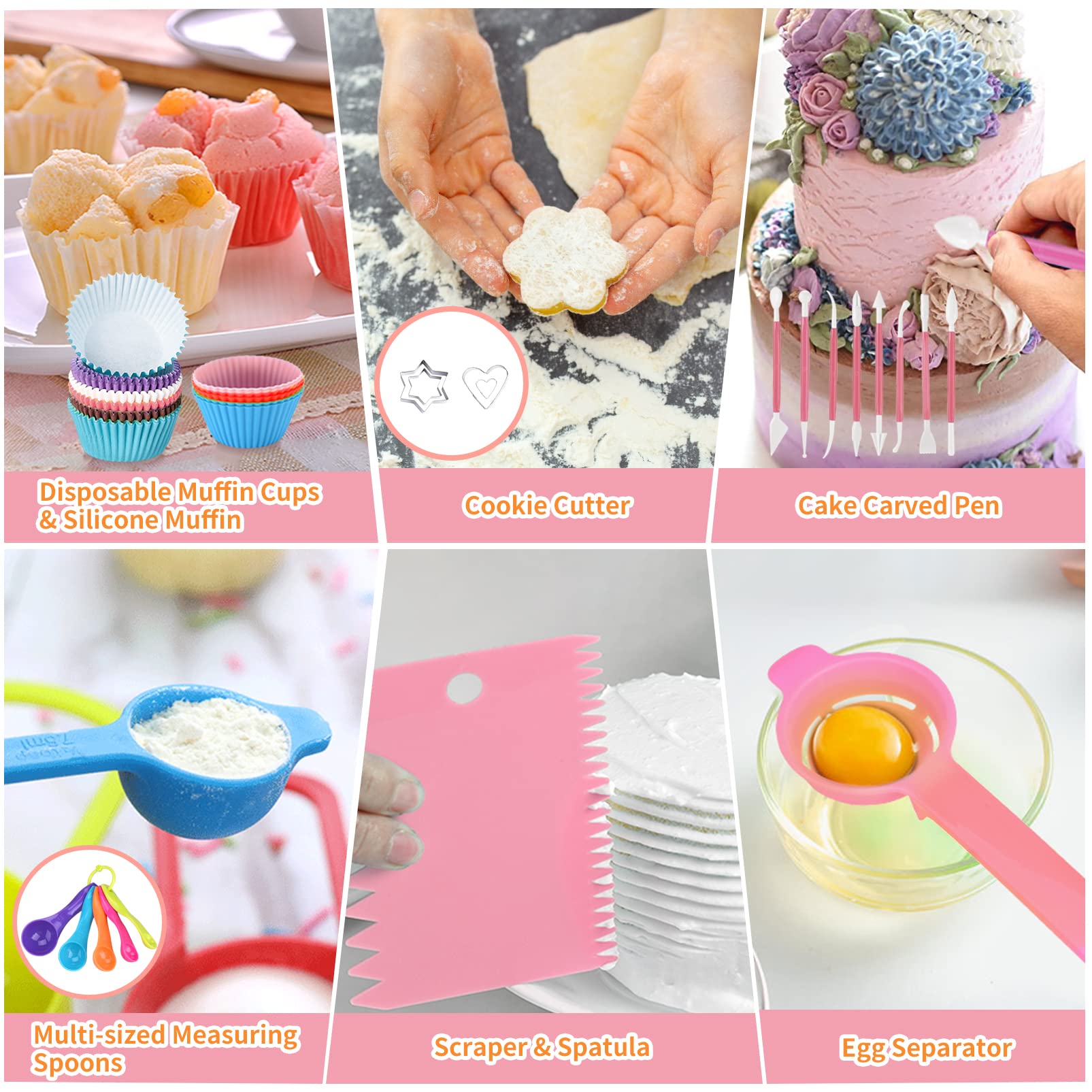 AUKOW cookie cutters in multiple shapes for playful cookies.