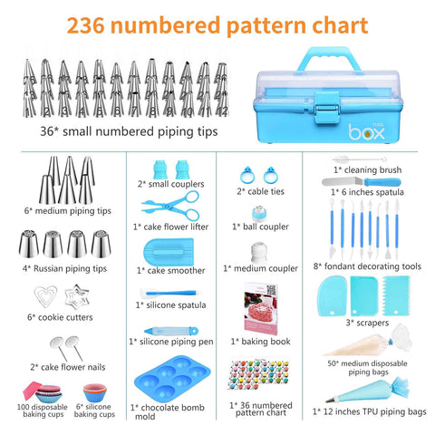 AUKOW 36-pattern chart aids beginners with piping tip designs for precise decorating.