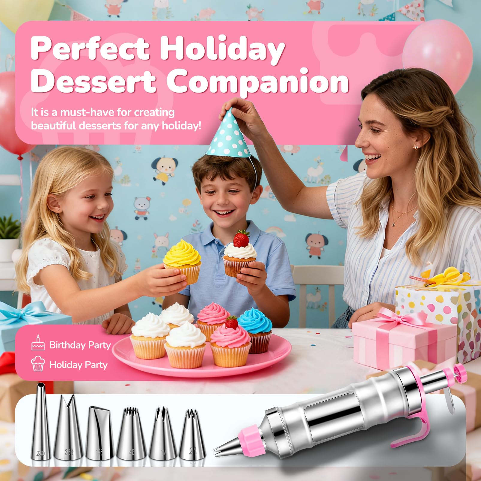 AUKOW pink cake decorating kit ideal for gifting and versatile decorating