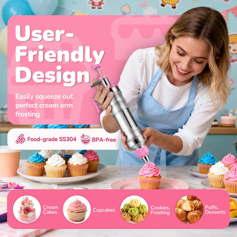 AUKOW plunger syringe close up for smooth one handed frosting control