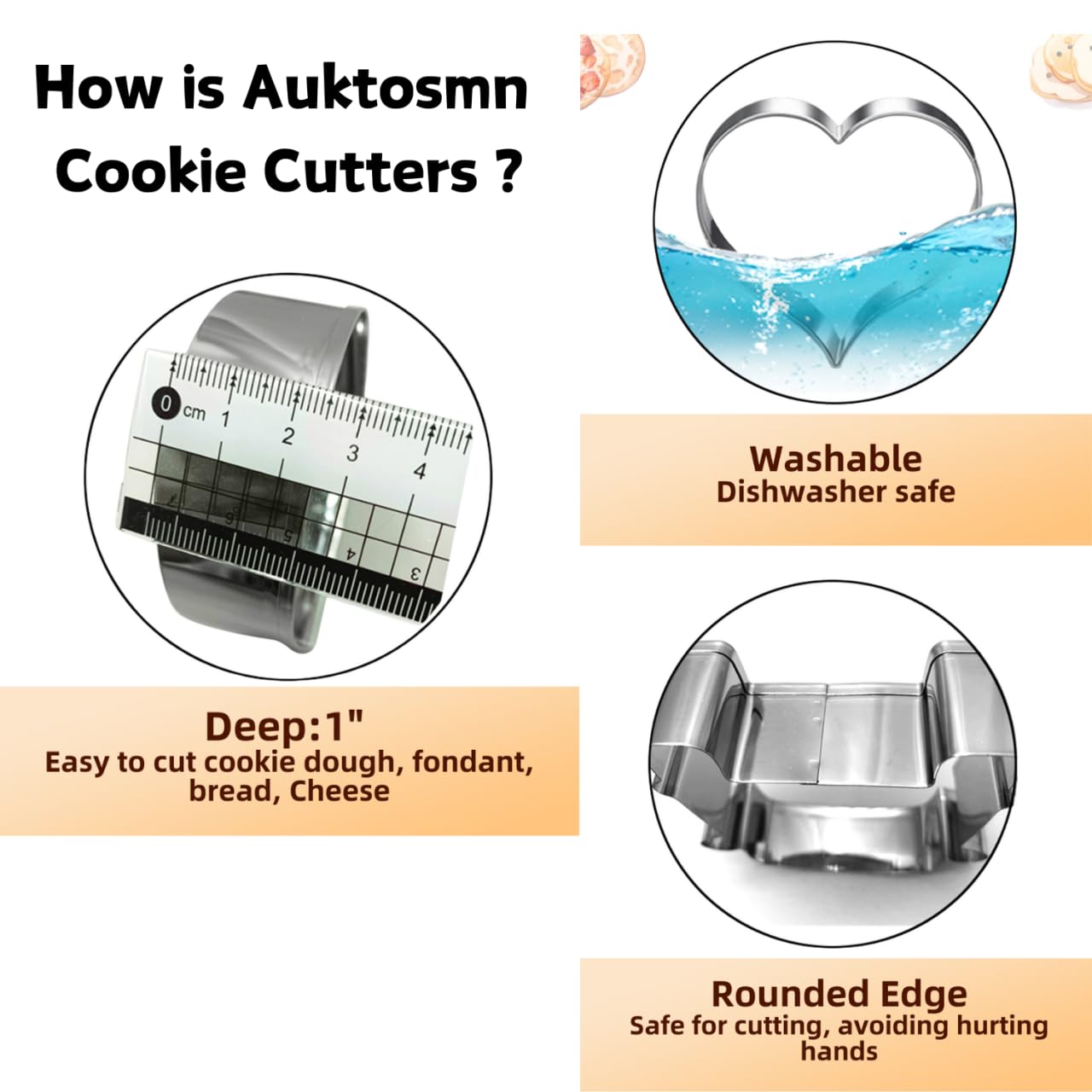 Auktosmn dishwasher-safe cutters simplify cleanup after baking sessions.