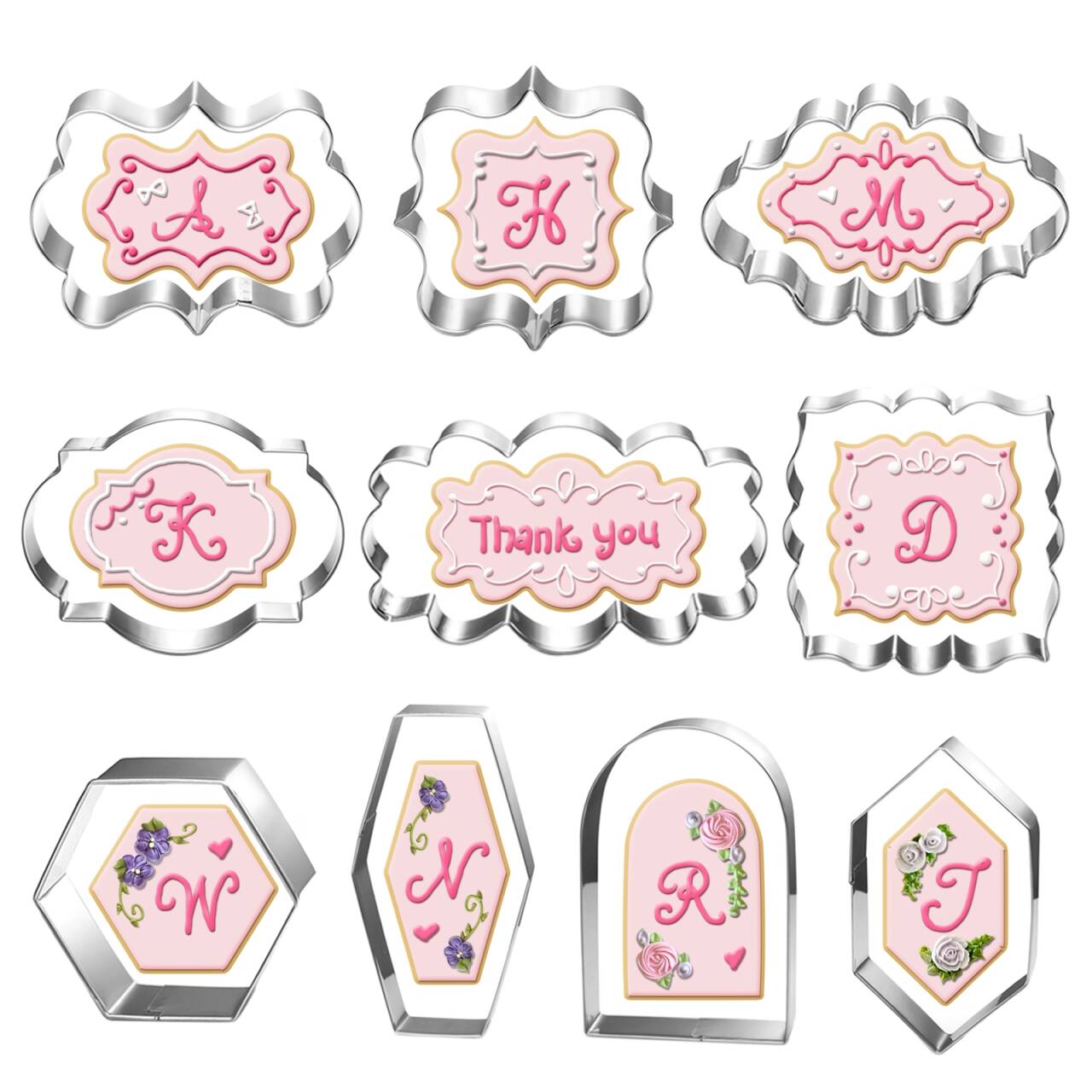 Auktosmn large plaque cookie cutters set for durable, rust-resistant framing of cookies.