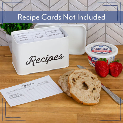 AuldHome Design 4x6 recipe card organizer inside helps sort divisions and keep cards accessible.