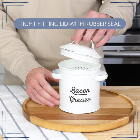 This grease keeper is part of the AuldHome enamelware collection