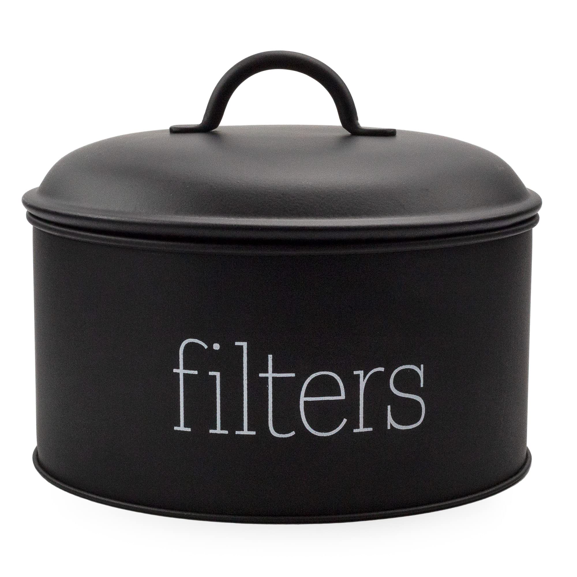 AuldHome Design basket coffee filter holder black front view keeps filters within reach