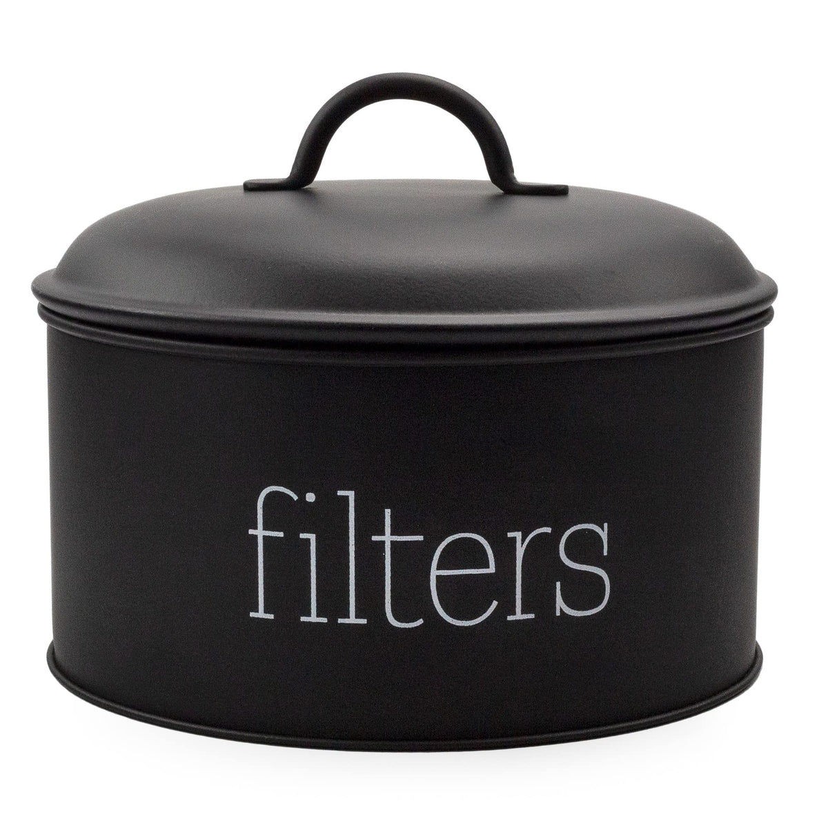 AuldHome Design basket coffee filter holder black front view keeps filters within reach