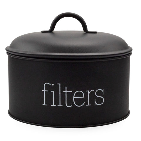 AuldHome Design basket coffee filter holder black front view keeps filters within reach