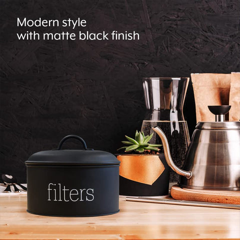 AuldHome Design basket coffee filter holder black top view shows wide opening for access