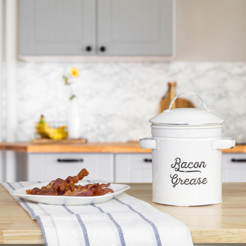 Compact grease container with dimensions for tight counter space