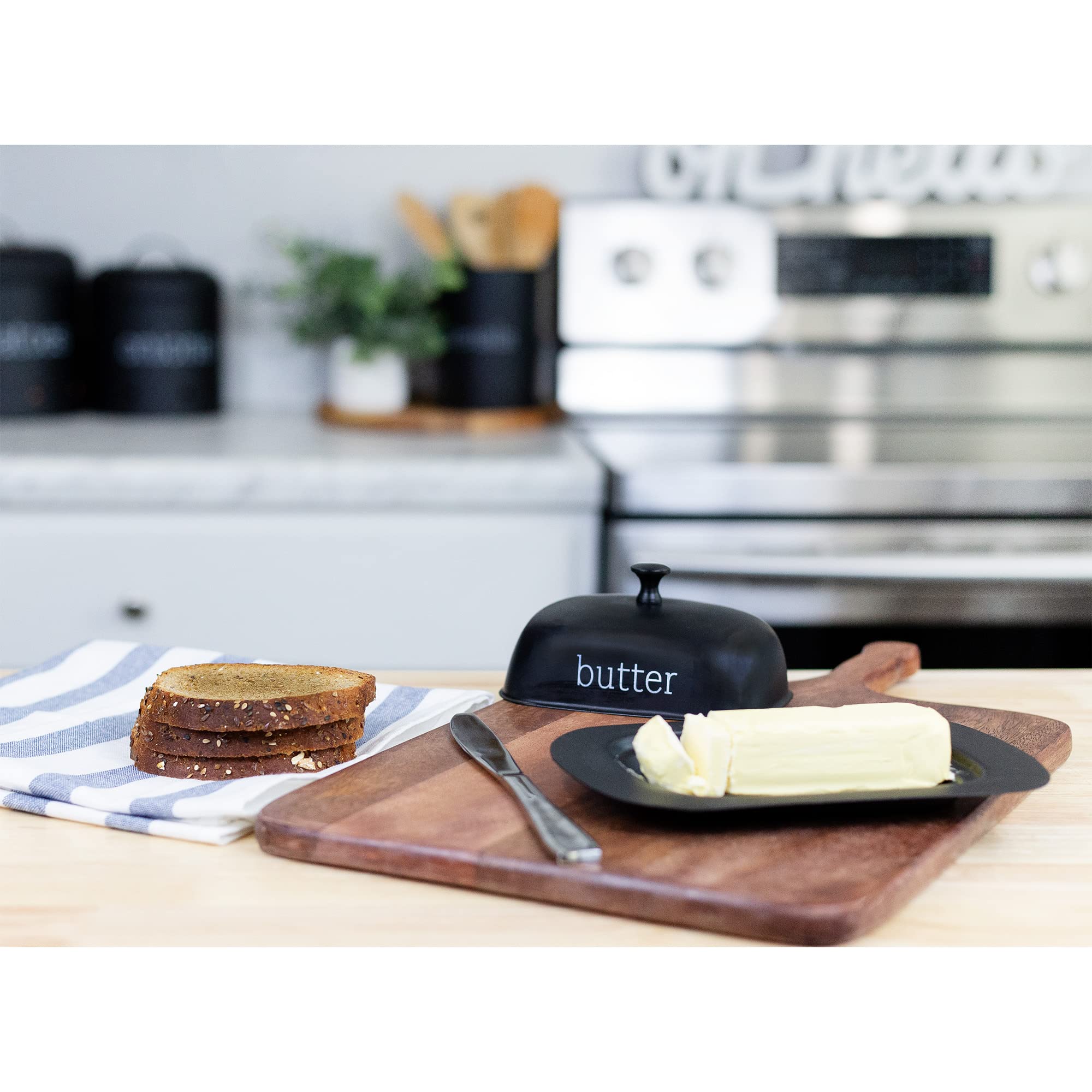 AuldHome Design butter dish used as a small cheese server.