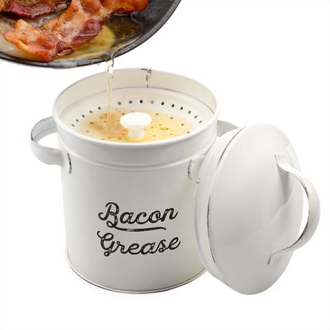 AuldHome Design grease container with built in strainer for easy grease separation