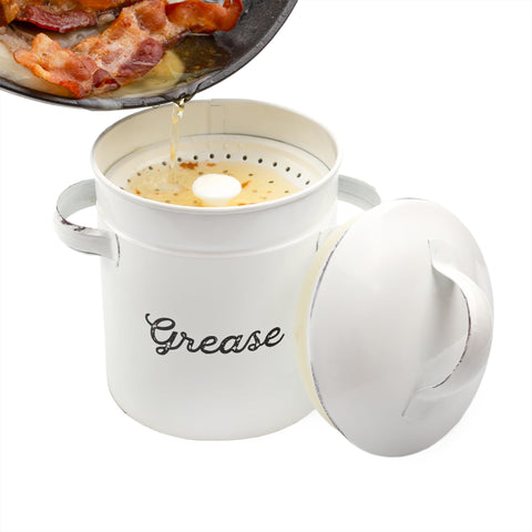 AuldHome Design grease container with strainer for easy drippings management