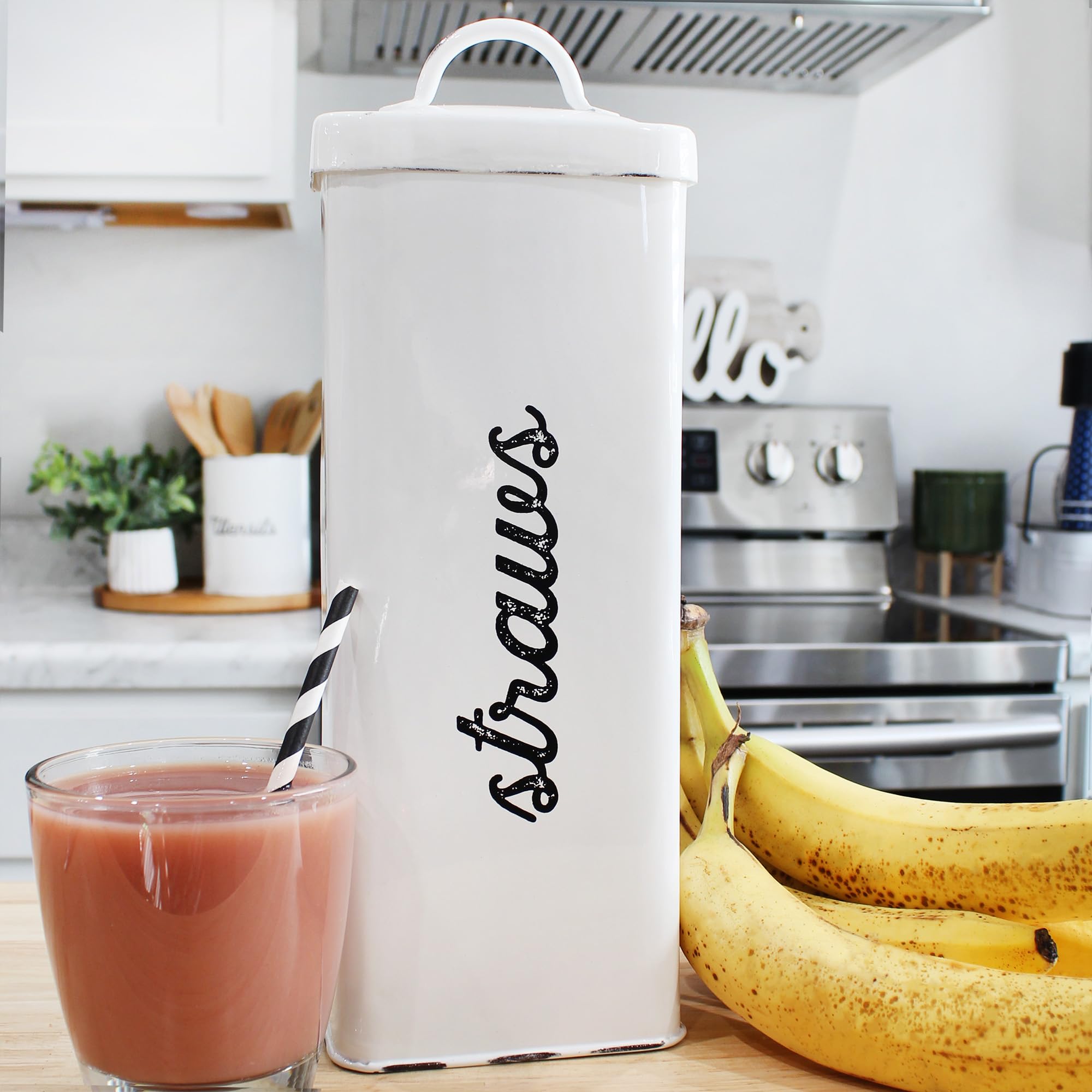 Interior view shows practical capacity to hold multiple straws, reducing clutter.