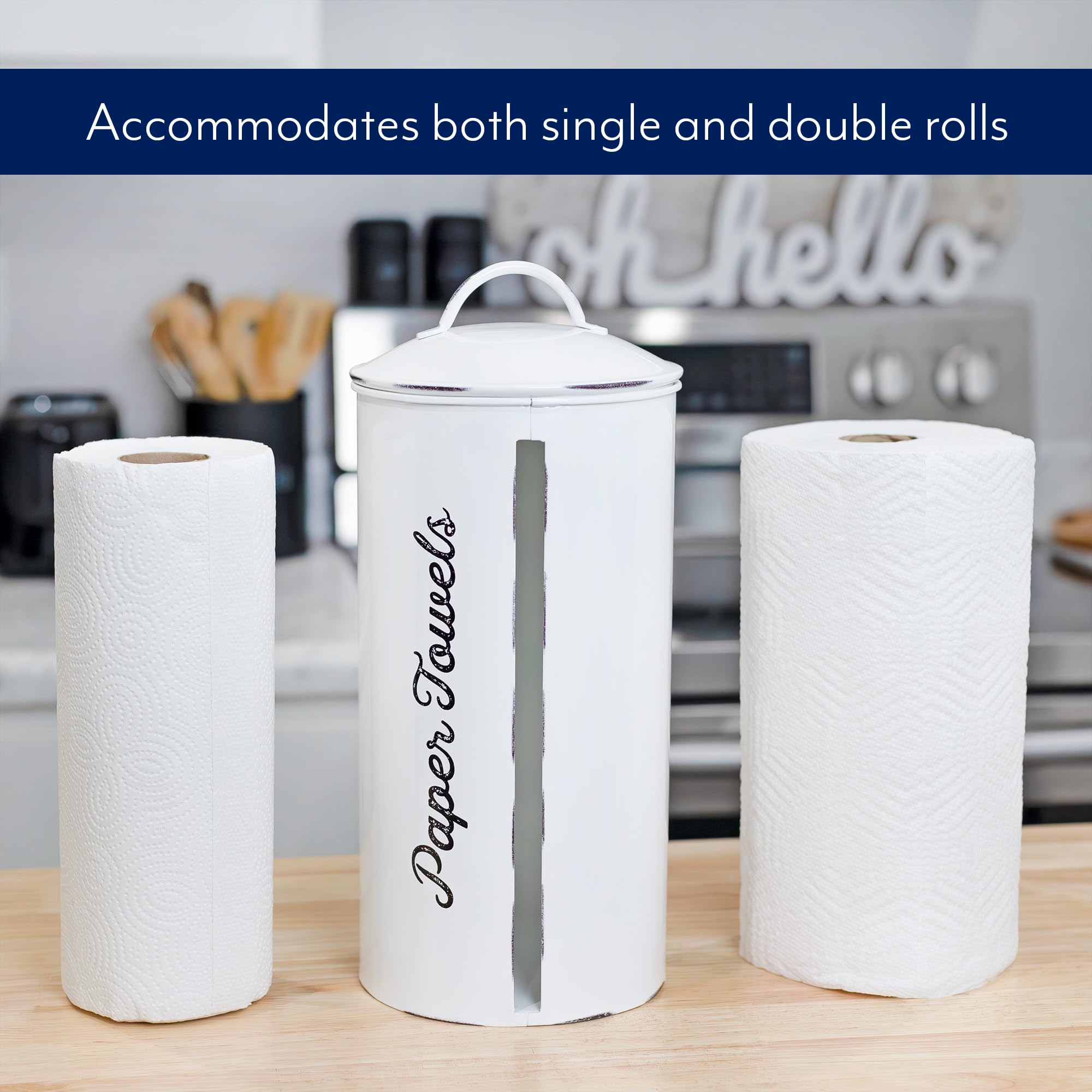 AuldHome full enclosure protects towels from dust and splashes on display.