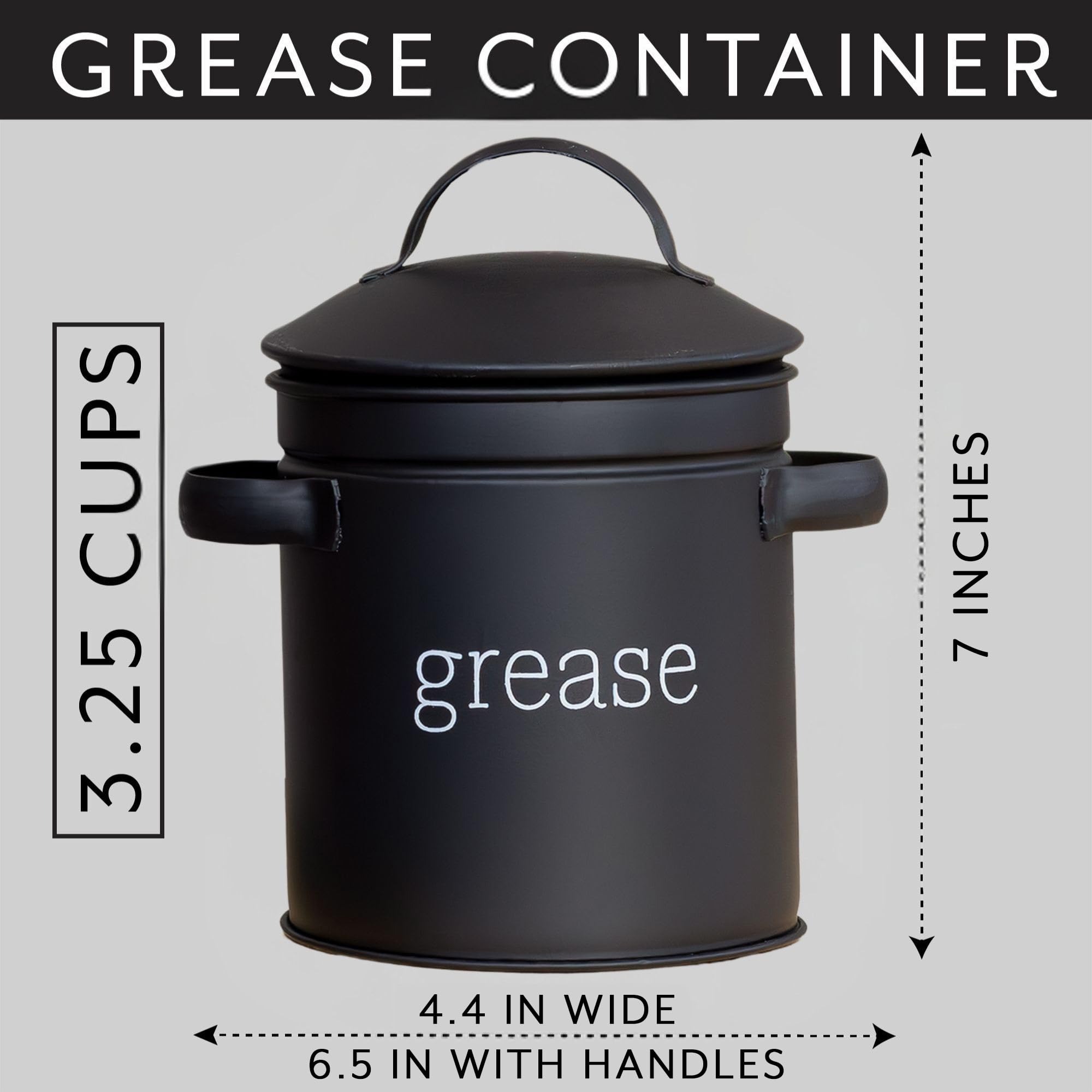 Compact 5-inch tall grease keeper fits small kitchens