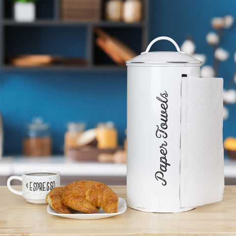AuldHome Design enamelware collection coordinates across kitchen and laundry spaces.