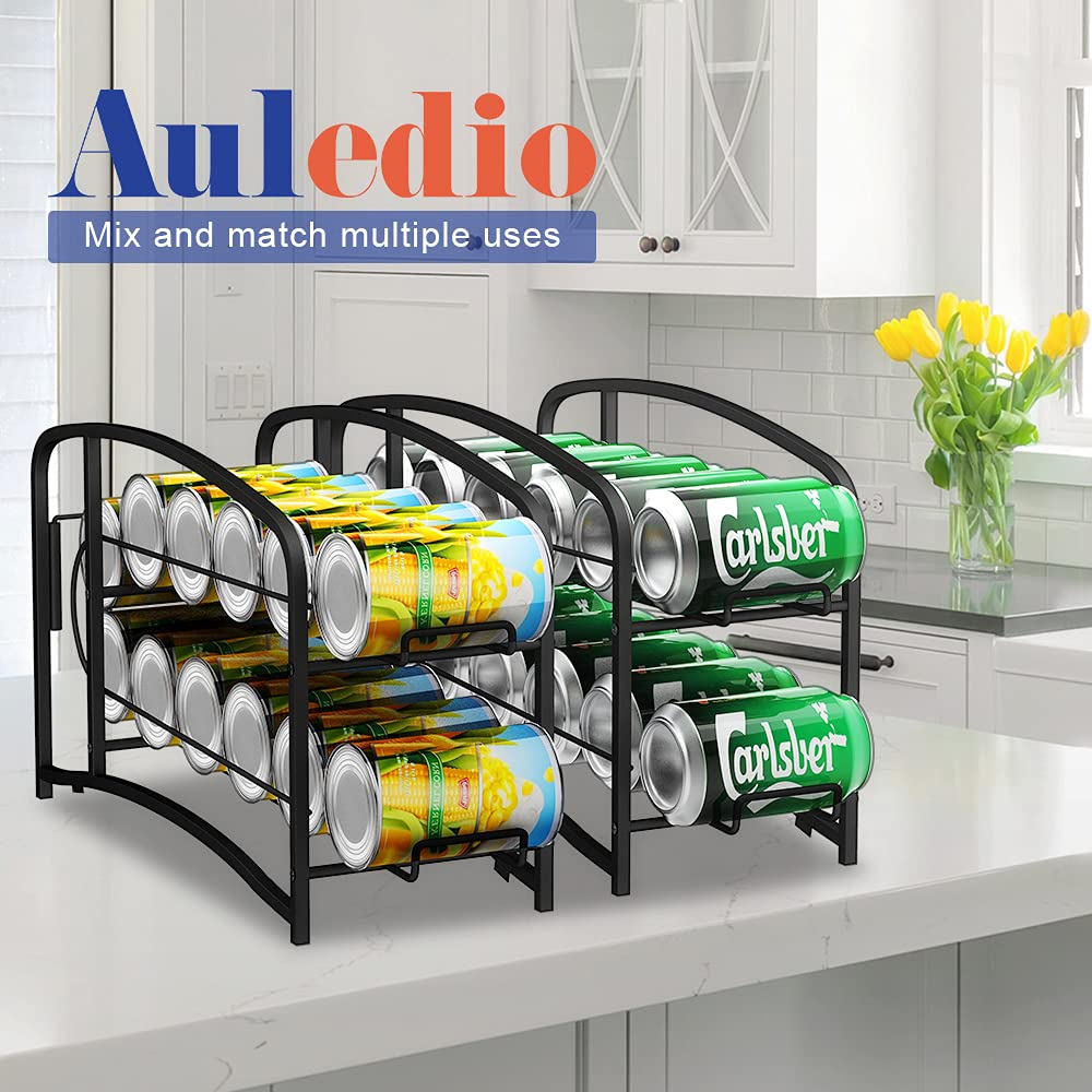 Auledio refrigerator storage organizer maximizes pantry space efficiently.