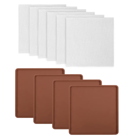 Aulock silicone dehydrator mats with raised lip design prevent spills during drying.